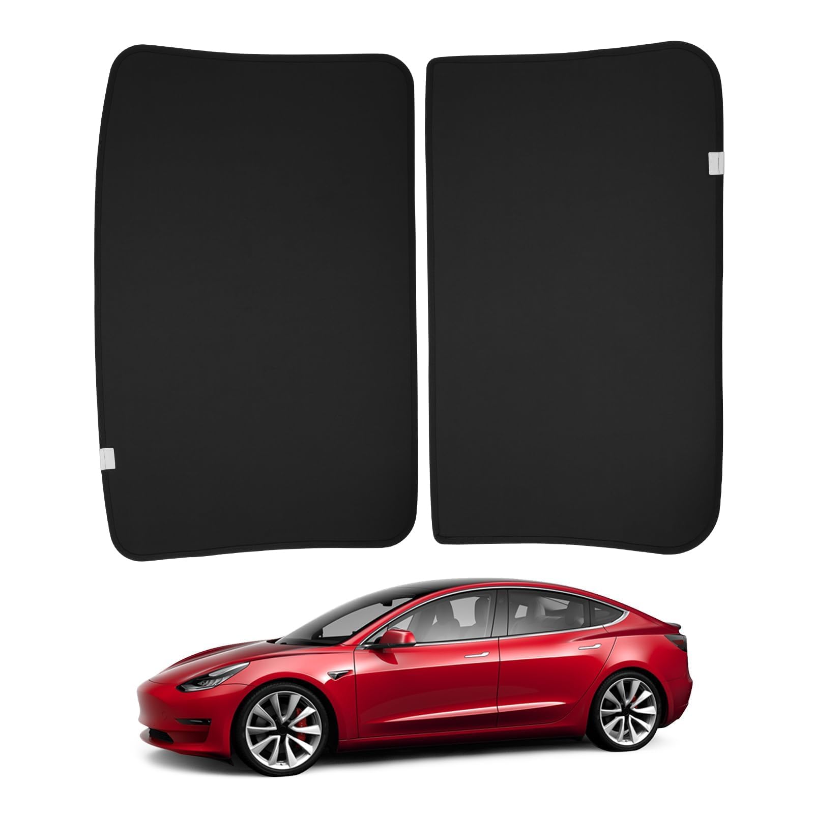 BASENOR Upgraded Tesla Model 3 Sunshade Roof Front & Rear Glass Roof Sun Shades mit Aufbewahrungstasche für Model 3 Interior Accessories 2023 2022 2021 Model 3 Schwarz (Not Fit 2024 Model 3) von BASENOR