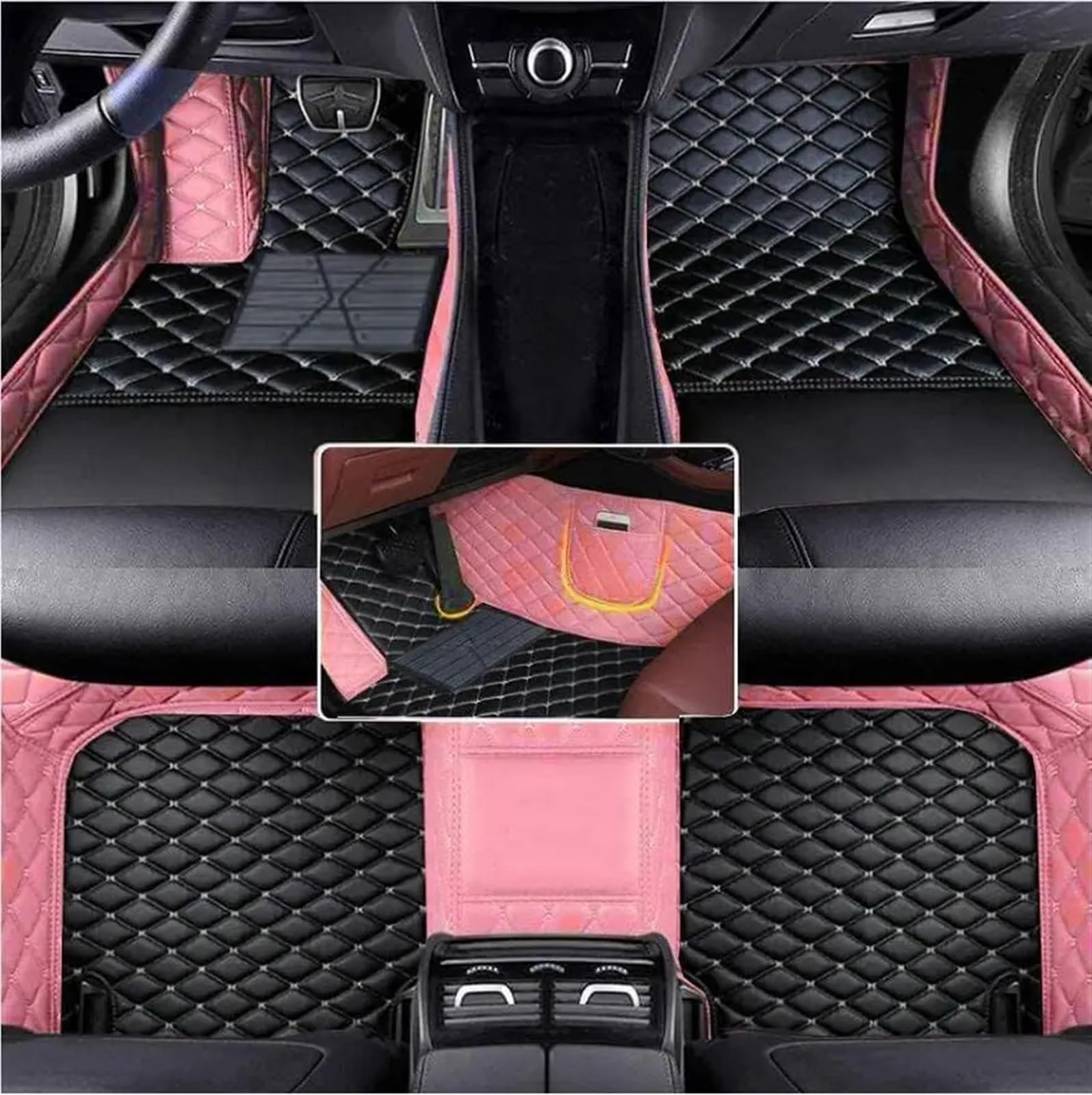 Allwettermatten Kompatibel Mit Chevrolet Für Tracker 2019 2020 2021 Benutzerdefinierte PU-Auto-Bodenmatte Für Schutz des Fahrzeugteppichs Im Innenraum Fußpolster(Black with Pink) von BASPHHH