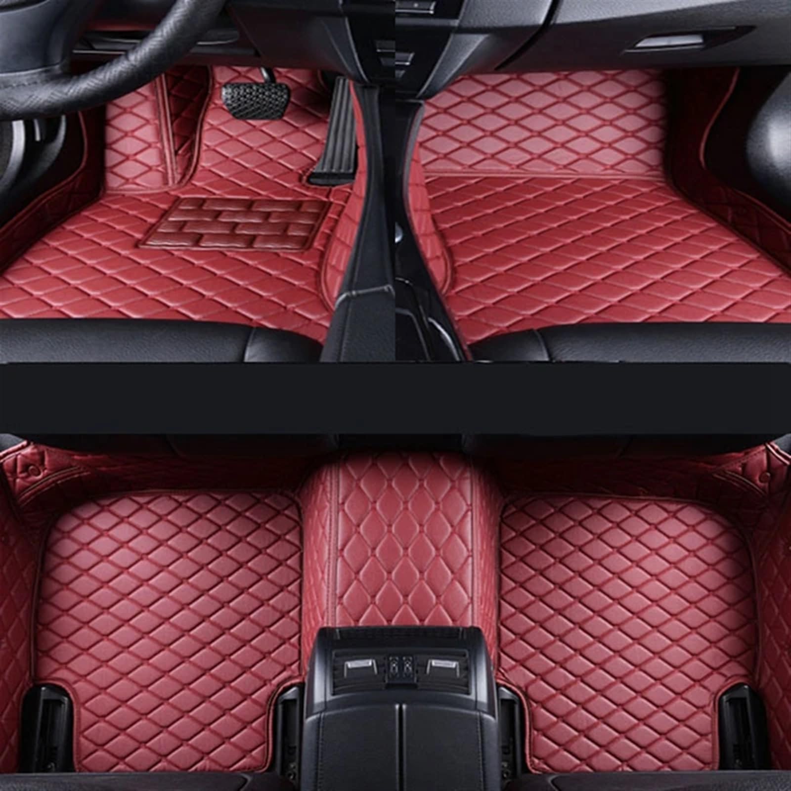 Allwettermatten Kompatibel Mit Hyundai Für HB20 2012–2017 LHD-Autofußpolster, Schutzpolster, Benutzerdefinierte Auto-Fußmatten, Auto-Teppichbezug(Wine Red) von BASPHHH