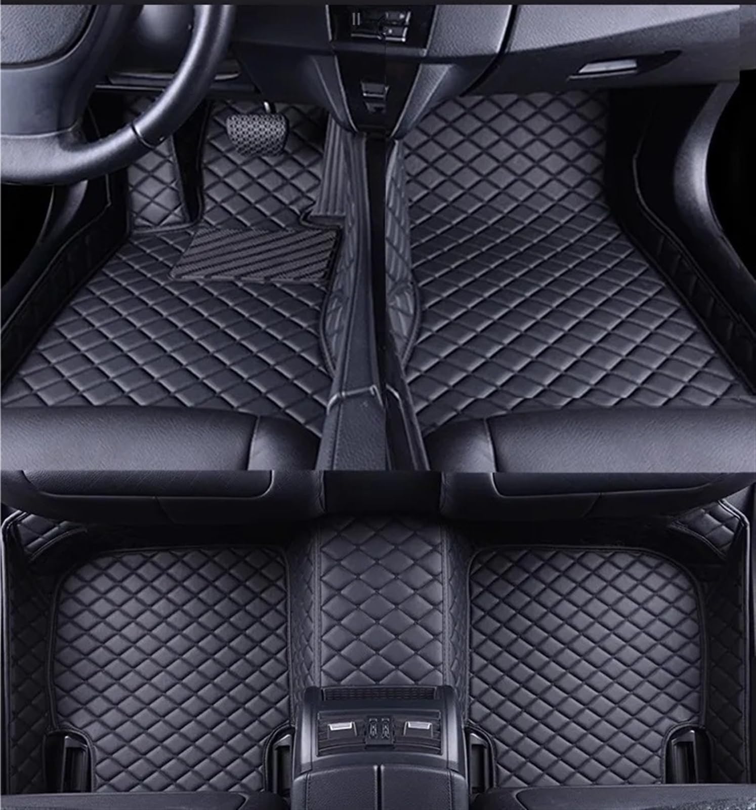 Allwettermatten Kompatibel Mit Tesla Für Model Y 2021 2022 2023 LHD Benutzerdefinierte 3D-Auto-Fußmatten PU-Innenteppich-Fußpolster(All Black 5 Seat) von BASPHHH
