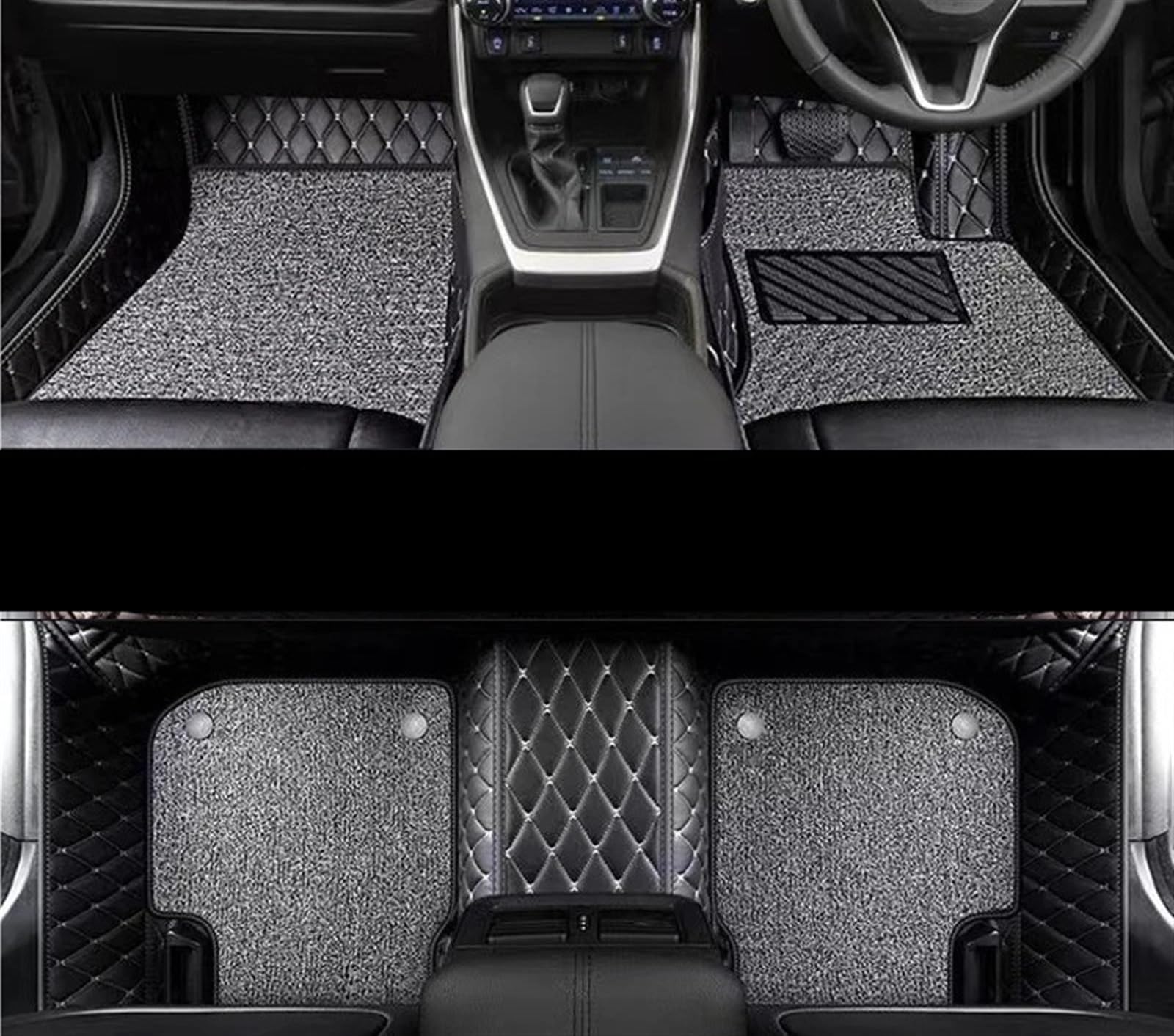 Allwettermatten Kompatibel Mit Toyota Für RAV4 2020 2021 2022 2023 2024 RHD Rechtslenker PU-Auto-Fußmatten Teppich Innenfußpolster(Double layer black) von BASPHHH