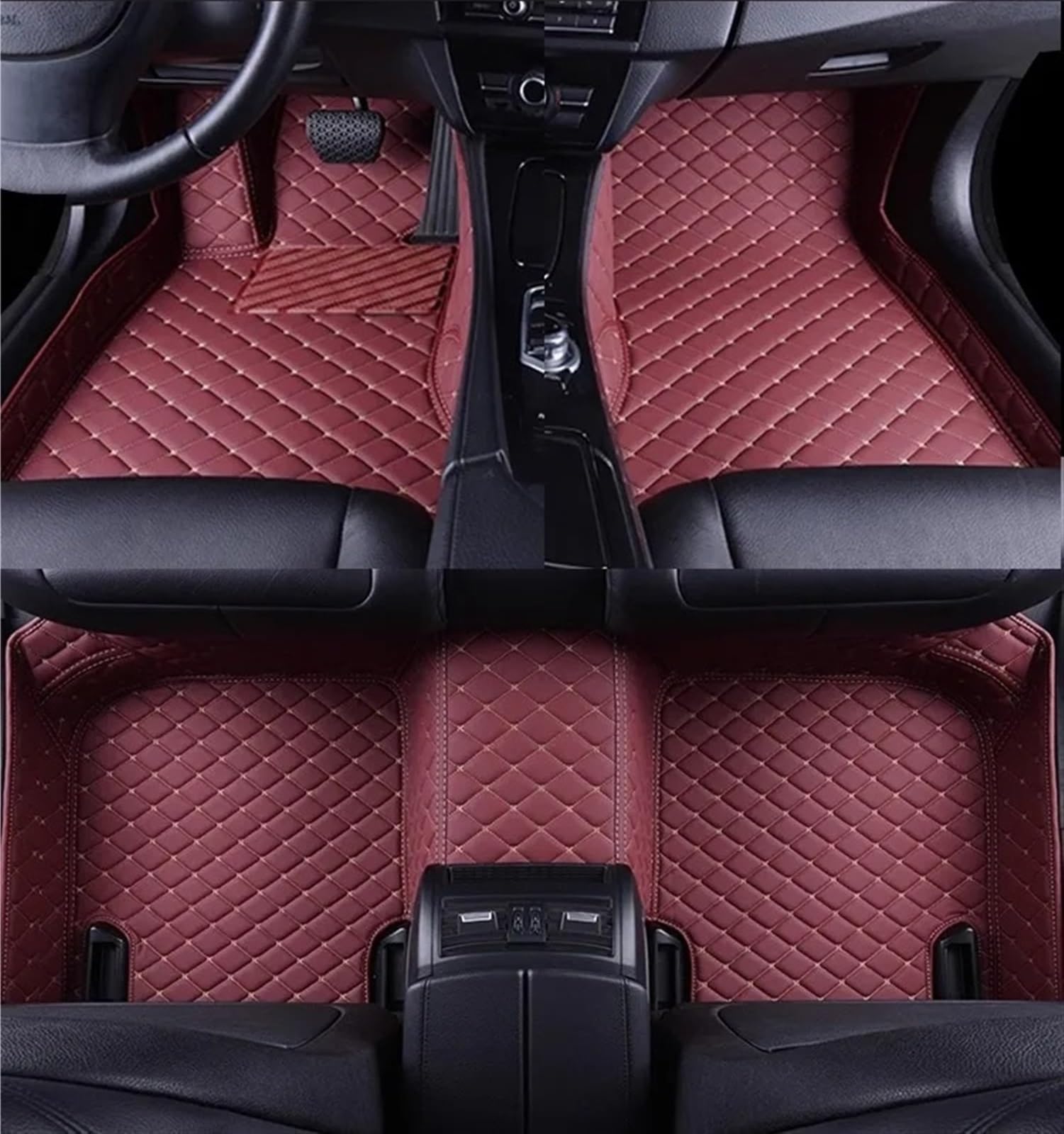 Allwettermatten Kompatibel mit Benz für C-Klasse W203 2004–2007 LHD benutzerdefinierte 3D-Auto-Fußmatten Innenausstattung aus PU(Wine Red 5 Seat) von BASPHHH