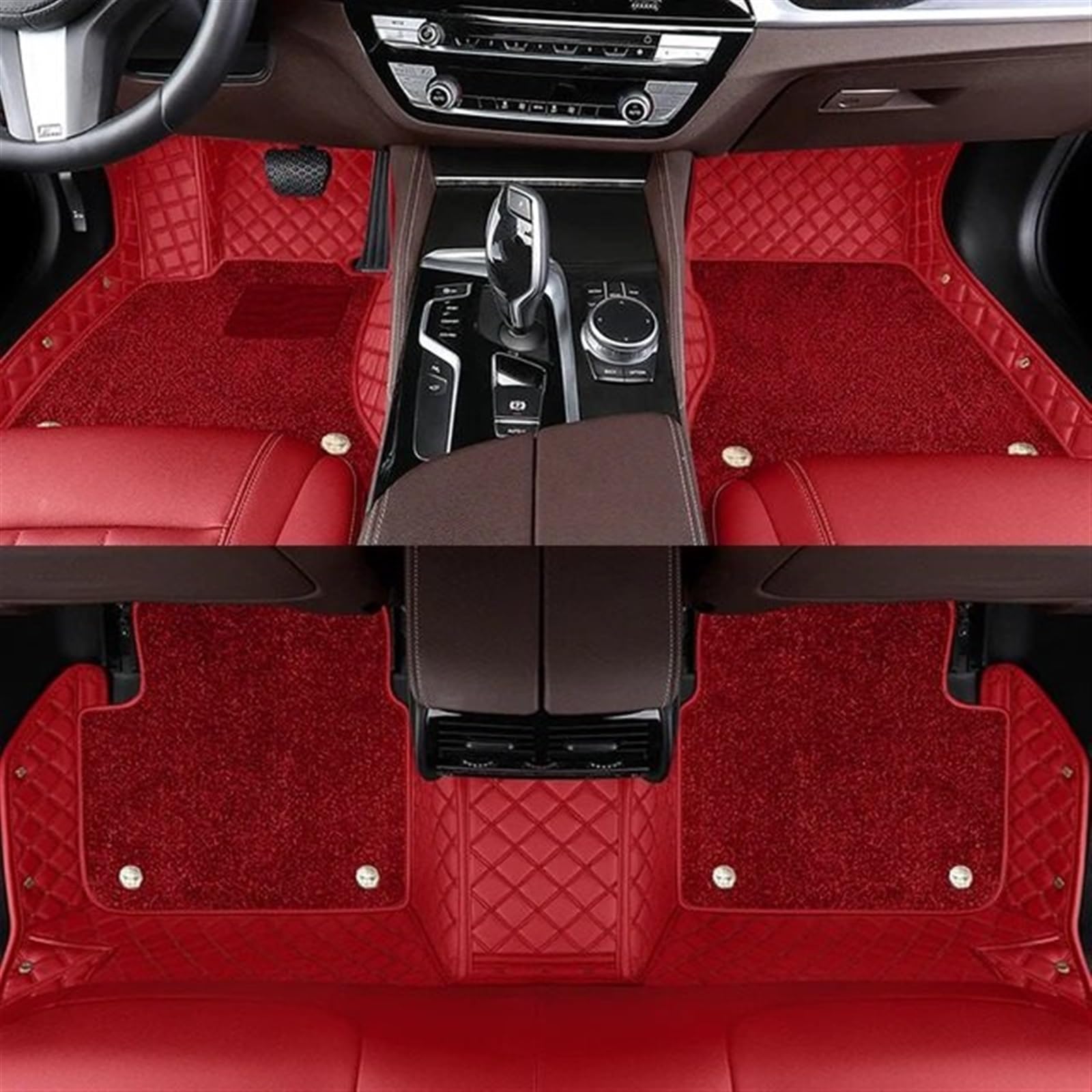 Allwettermatten Kompatibel mit Benz für S-Klasse W222 4-Sitzer 2014–2020 benutzerdefinierte zweischichtige Auto-Fußmatten PU-Innenteppiche Autozubehör(Red) von BASPHHH