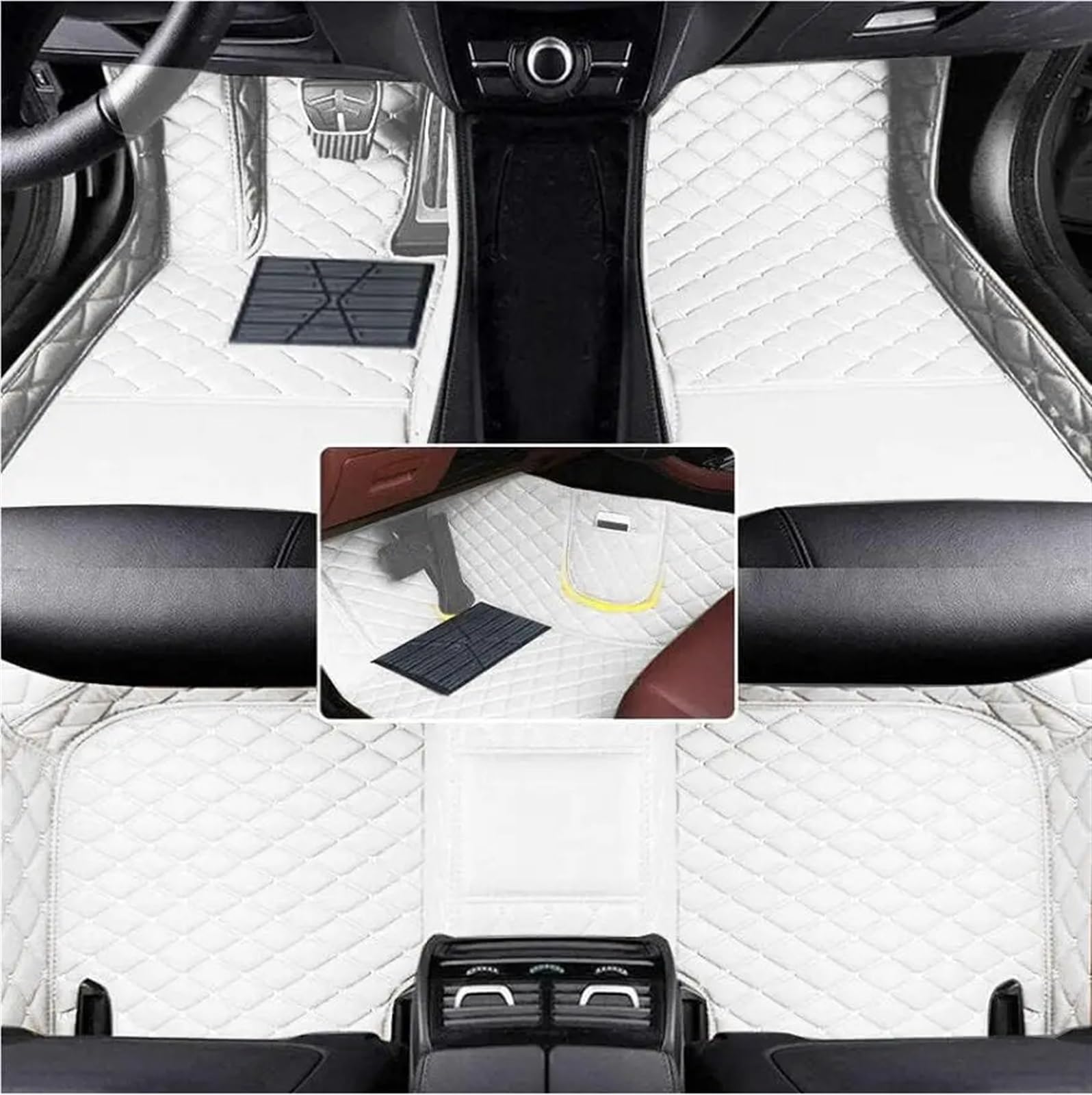 Allwettermatten Kompatibel mit Toyota Für Auris 2006–2010 benutzerdefinierte PU-Auto-Bodenmatte für Schutz des Fahrzeugteppichs, Innenfußpolster(White) von BASPHHH