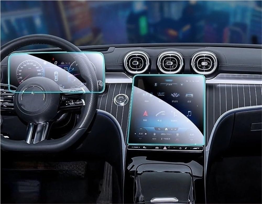 BASPHHH Automobilinnenraum Kompatibel Mit Benz Für GLC 2023 Displayschutz Aus Gehärtetem Glas 11,9 Zoll GPS-Navigationsdisplay Armaturenbrett-Schutzaufkleber 2 Stück von BASPHHH