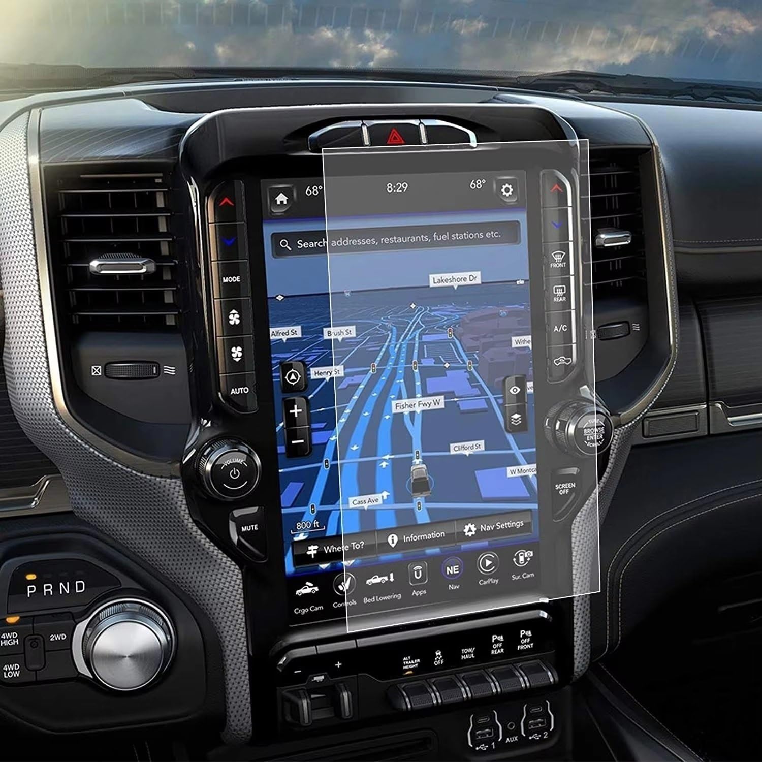 BASPHHH Automobilinnenraum Kompatibel Mit Dodge Für Ram 1500 2500 3500 2019 2020 2021 2022 12 Zoll GPS-Navigation Auto-Bildschirm Aus Gehärtetem Glas von BASPHHH