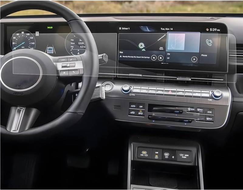 BASPHHH Automobilinnenraum Kompatibel Mit Hyundai Für Kona 2024 12,3 Zoll GPS-Navigation Und Armaturenbrett-Bildschirm Aus Gehärtetem Glas, Schutzfolie, Zubehör von BASPHHH