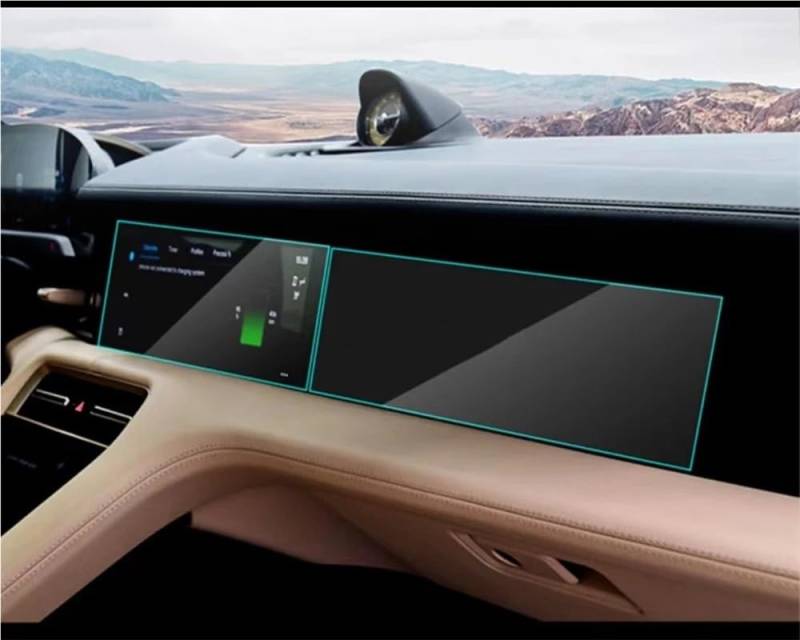 BASPHHH Automobilinnenraum Kompatibel Mit Taycan 2020 2021 2022 Auto-LCD-GPS-Navigationssystem Aus Gehärtetem Glas Und Displayschutzfolie Für Das Armaturenbrett(Multimedia 2pcs) von BASPHHH