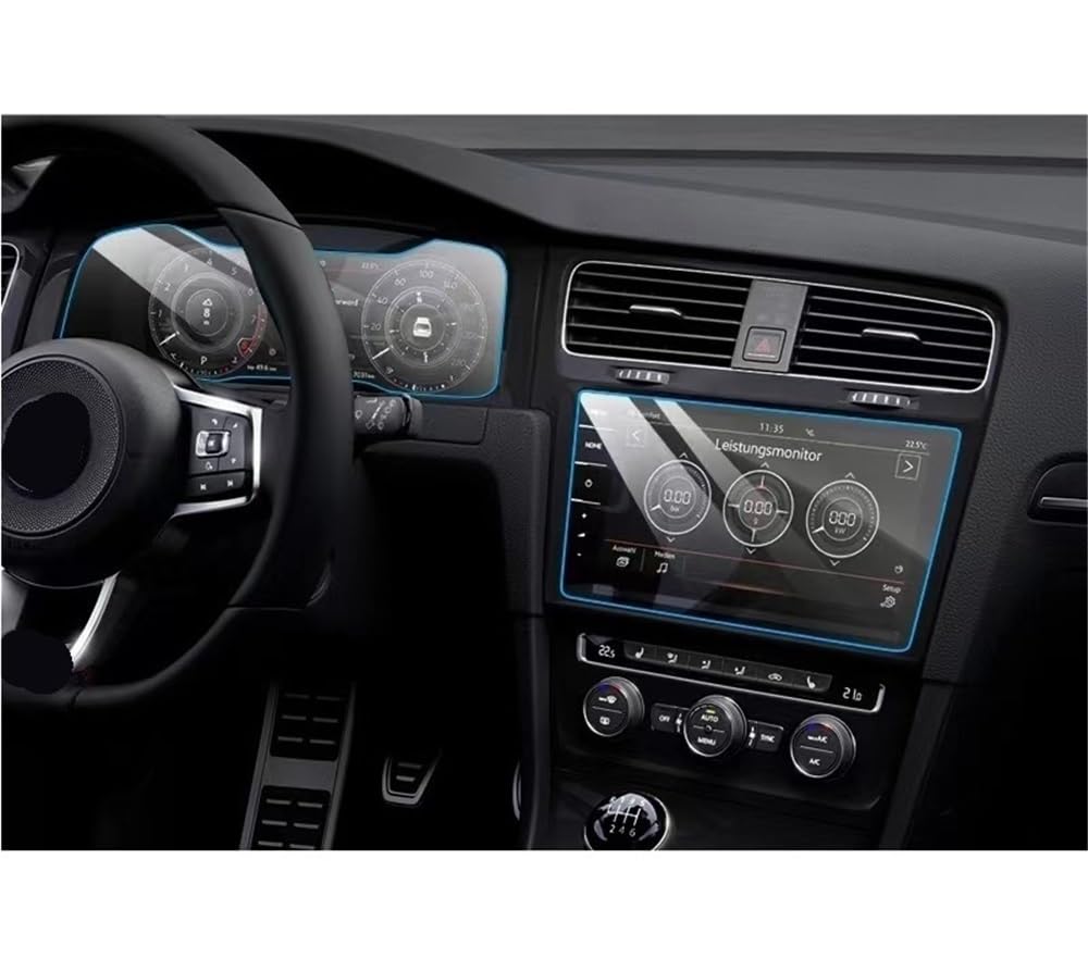 BASPHHH Automobilinnenraum Kompatibel Mit VW Für Golf 7 MK7 2018 2019 2020 GPS-Navigationssystem, Gehärtetes Glas Und Displayschutzfolie Für Das Armaturenbrett(Dashboard and GPS) von BASPHHH