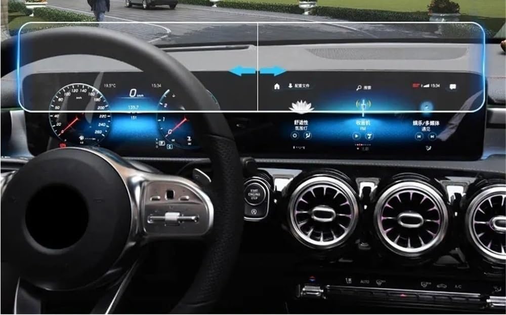 BASPHHH Automobilinnenraum Kompatibel mit Benz für A für Class für W177 2019 2020, Auto-Navigationsbildschirmfolie, Armaturenbrett-Schutzfolie, gehärtetes Glas von BASPHHH