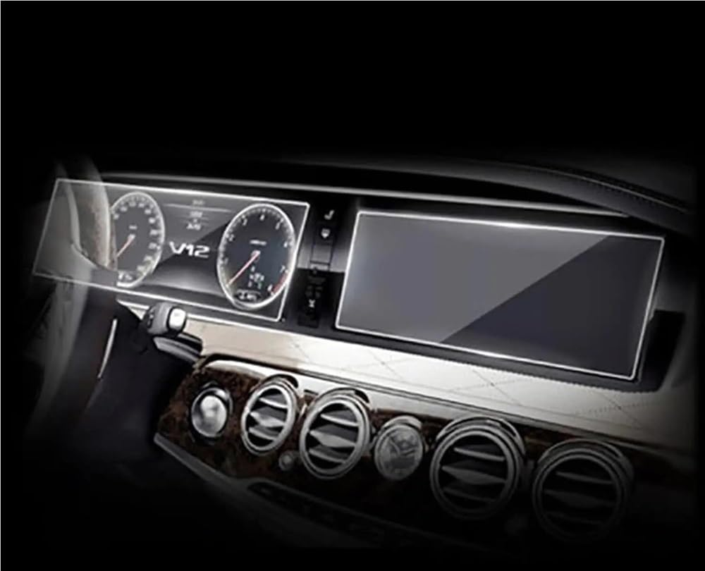 BASPHHH Automobilinnenraum Kompatibel mit Benz für W221 W222 S350L-S500 2014-2017 GPS-Navigation gehärtetes Glas und Displayschutzfolie für das Armaturenbrett 2 Stück von BASPHHH