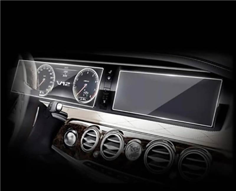 BASPHHH Automobilinnenraum Kompatibel mit Benz für W221 W222 S350L-S500 2014-2017 GPS-Navigation gehärtetes Glas und Displayschutzfolie für das Armaturenbrett 2 Stück von BASPHHH