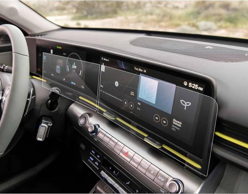 BASPHHH Automobilinnenraum Kompatibel mit Hyundai für Kona 2024 Auto 12,3 Zoll GPS-Navigationszentrum und Armaturenbrett-Displayschutzfolie aus gehärtetem Glas von BASPHHH