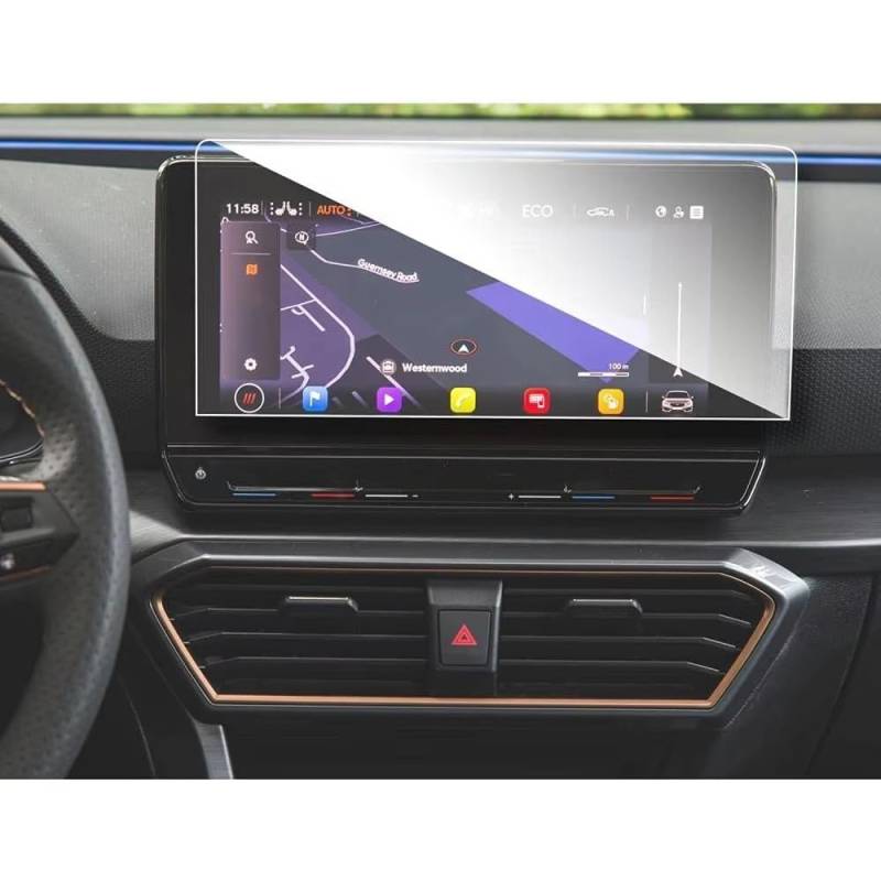 BASPHHH Automobilinnenraum Kompatibel mit Seat für Leon 2020 2021 2022 für MK4 2020 2021 2022 10 Zoll GPS-Navigation Displayschutzfolie aus gehärtetem Glas von BASPHHH