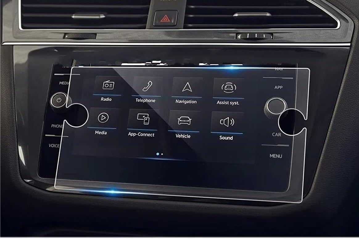 BASPHHH Automobilinnenraum Kompatibel mit VW für Tiguan 2018 2019 2020 2021 2022 2023 HD Clear 8 Zoll GPS Navigation Displayschutzfolie aus gehärtetem Glas von BASPHHH