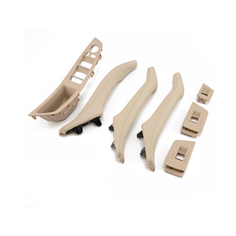 BASPHHH Fahrzeug Innentürgriff Kompatibel Mit 5er-Serie Für F10 F11 F18 2010-2017 Innentürgriff des Autos Innentürfensterschalterfeld Zugverkleidung Linkslenker(Beige 7Pcs) von BASPHHH