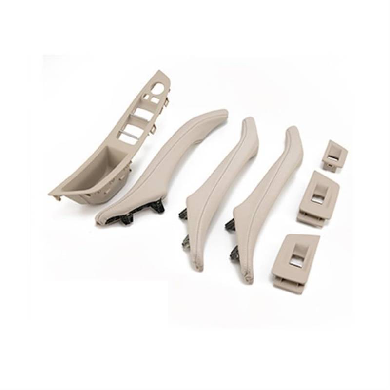 BASPHHH Fahrzeug Innentürgriff Kompatibel Mit 5er-Serie Für F10 F11 F18 2010-2017 Innentürgriff des Autos Innentürfensterschalterfeld Zugverkleidung Linkslenker(Cream 7Pcs) von BASPHHH