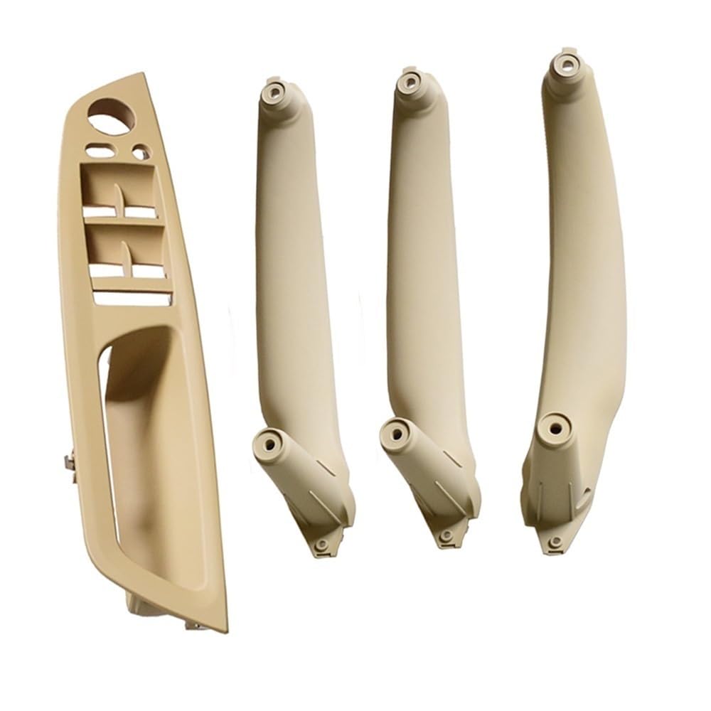 BASPHHH Fahrzeug Innentürgriff Kompatibel Mit X5 X6 E70 E71 E72 2007-2014 Armlehne Auto Links Vorne Fahrersitz Innentürgriff Innenverkleidung Zugverkleidung(RHD-Beige-4pcs) von BASPHHH