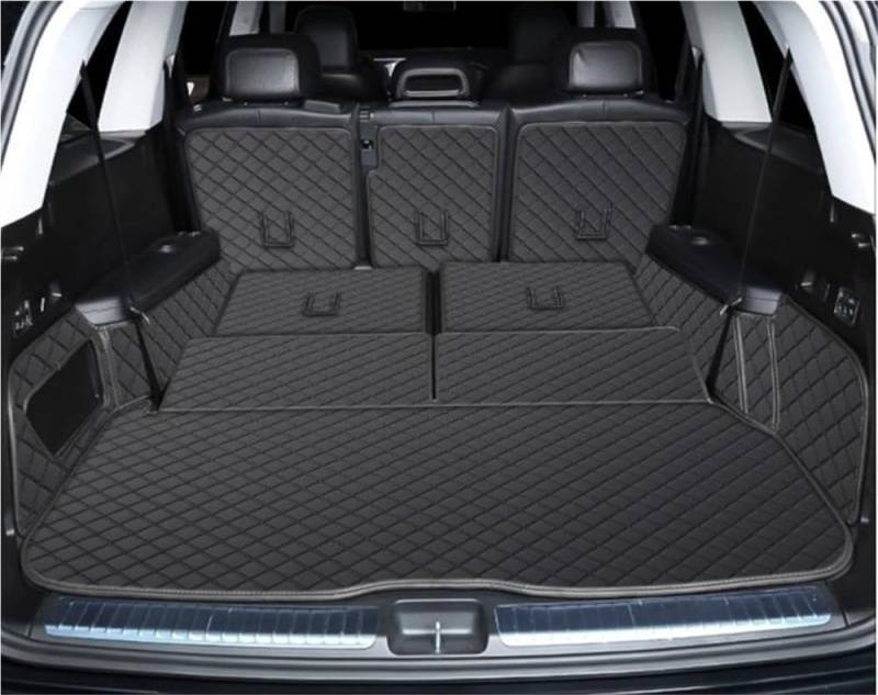 BASPHHH Kompatibel Mit Benz Für GLS400d X167 2020 2021 2022 2023 7 Sitze Cargo Liner Matte Kofferraum Teppiche Abdeckung Spezielle Kofferraummatten Fensterheberschalter(Black Black) von BASPHHH