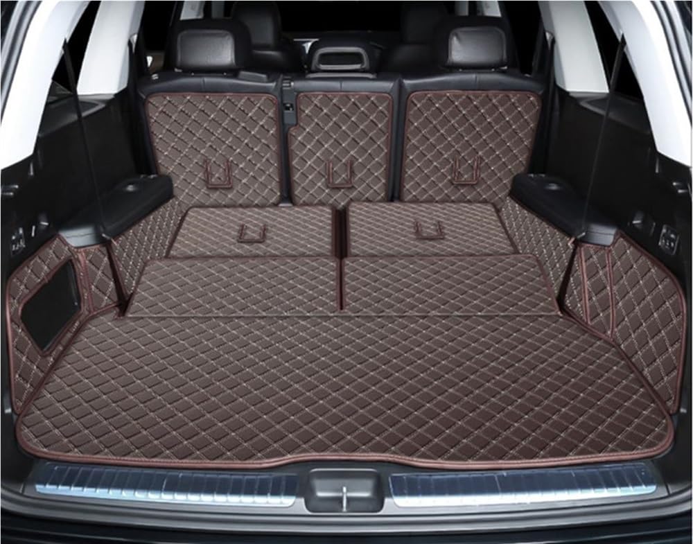 BASPHHH Kompatibel Mit Benz Für GLS400d X167 2020 2021 2022 2023 7 Sitze Cargo Liner Matte Kofferraum Teppiche Abdeckung Spezielle Kofferraummatten Fensterheberschalter(Coffee) von BASPHHH