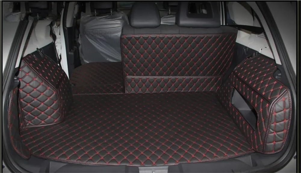 BASPHHH Kompatibel Mit Jeep Für Compass 2007–2015 Komplettes Set Aus Wasserdichten Kofferraummatten Und Kofferraumteppichen Fensterheberschalter(Black with red) von BASPHHH