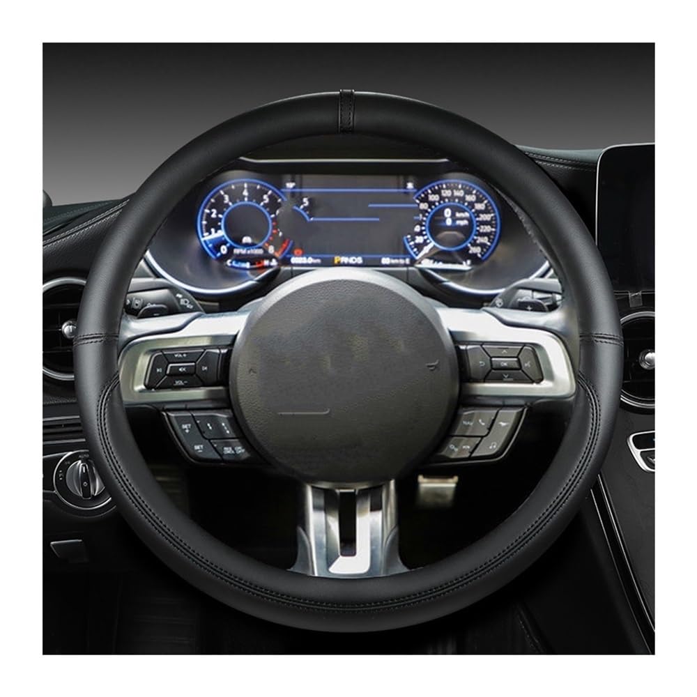 BASPHHH Kompatibel Mit Mustang 2015–2019 Für Mustang GT 2015 2016 2017 2018 2019 rutschfeste PU-Auto-Lenkradabdeckung(Black) von BASPHHH