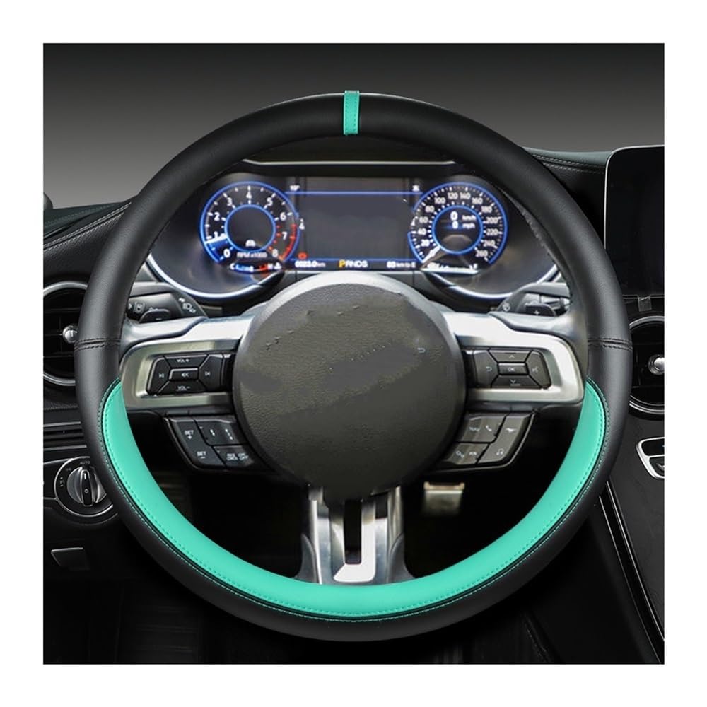 BASPHHH Kompatibel Mit Mustang 2015–2019 Für Mustang GT 2015 2016 2017 2018 2019 rutschfeste PU-Auto-Lenkradabdeckung(Green) von BASPHHH