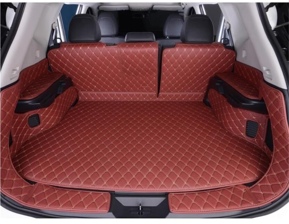 BASPHHH Kompatibel Mit Nissan Für X-Trail Für Rogue 5 Sitze 2013–2020 PU-Kofferraummatte Cargo-Liner Teppich Fensterheberschalter(Wine red) von BASPHHH