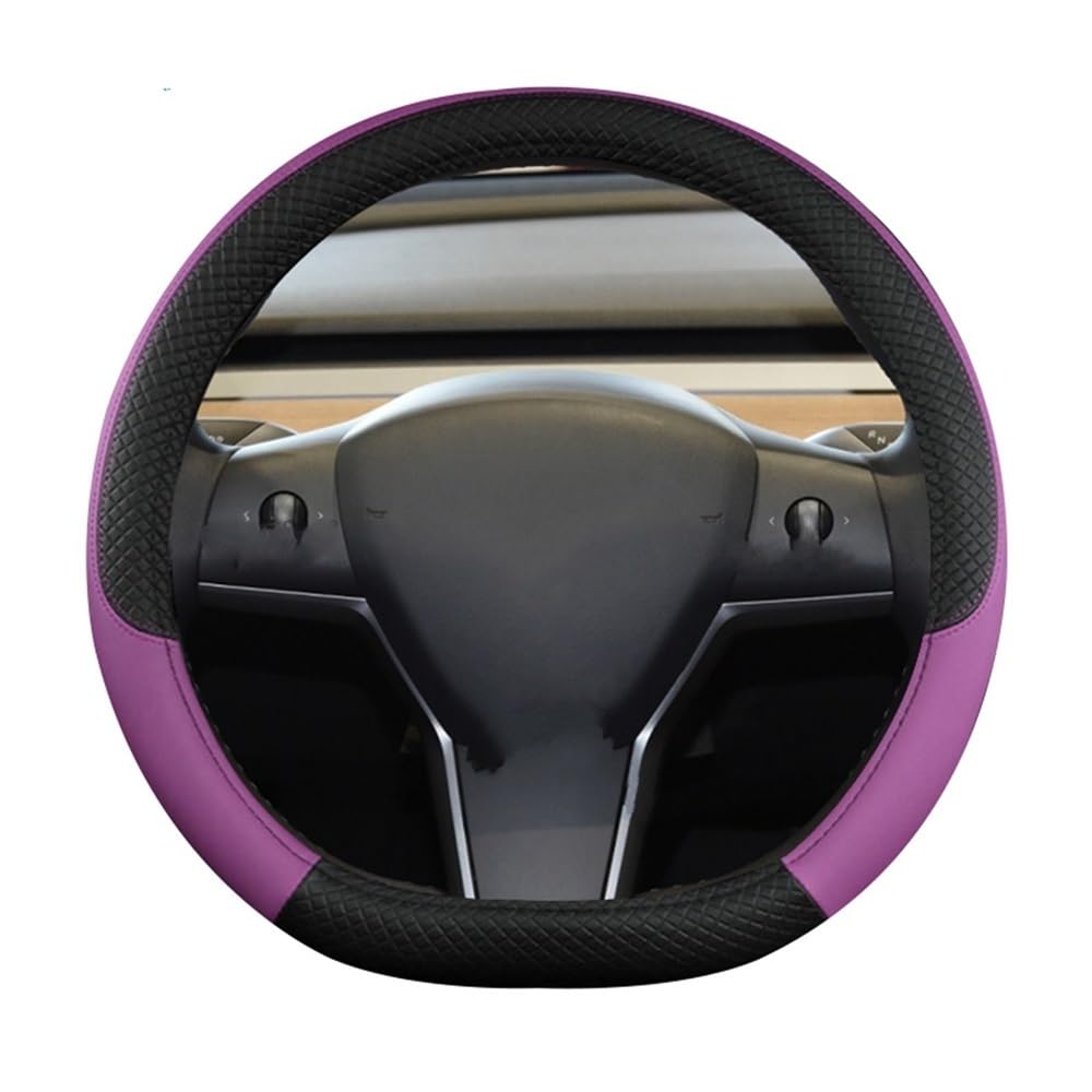 BASPHHH Kompatibel Mit Tesla Für Model Y 2019 2020 2021 2022 2023. rutschfeste Auto-Lenkradabdeckung, Auto-Zubehör(Purple) von BASPHHH