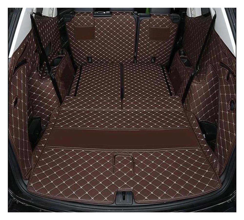 BASPHHH Kompatibel Mit VW Für Atlas Für Teramont 2017 2018 2019 2020 PU-Kofferraummatte Cargo-Liner Zubehörabdeckungen Styling-Innenraum Fensterheberschalter(Coffee) von BASPHHH