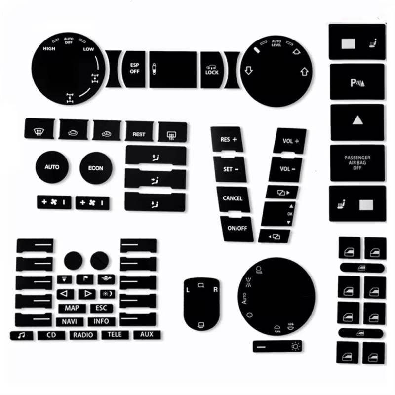 BASPHHH Kompatibel Mit VW Für Touareg 2004 2005 2006 2007 2008 2009 Auto Front Radio Button Aufkleber Aufkleber Navigation Reparatur Set von BASPHHH