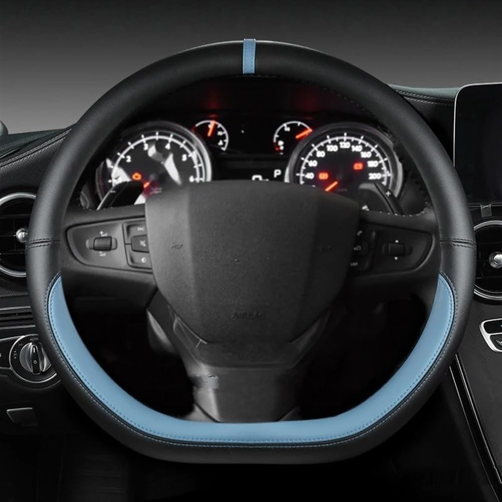 BASPHHH Kompatibel mit Citroen für C3 für C3-XR 2015–2019 für C4 2016–2019 D-förmige PU-Auto-Lenkradabdeckung(Blue) von BASPHHH