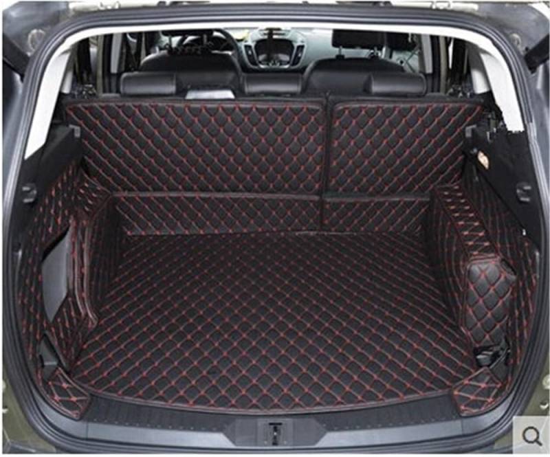 BASPHHH Kompatibel mit Ford für Kuga 2013 2014 2015 2016 2017 2018 spezielle Kofferraummatten wasserdichte Kofferraumteppiche Cargo-Liner Fensterheberschalter(Black with red) von BASPHHH