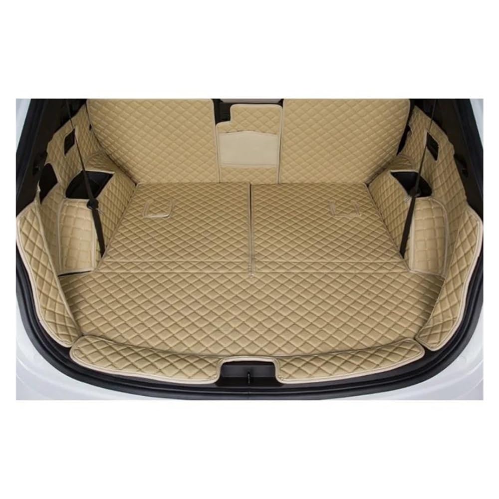 BASPHHH Kompatibel mit Hyundai für Santa Fe 7 Sitze 2013–2018 kompletter Satz Kofferraummatten Cargo-Liner Kofferraumteppiche Fensterheberschalter(Beige) von BASPHHH