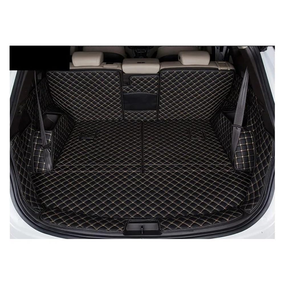 BASPHHH Kompatibel mit Hyundai für Santa Fe 7 Sitze 2013–2018 kompletter Satz Kofferraummatten Cargo-Liner Kofferraumteppiche Fensterheberschalter(Black Beige) von BASPHHH