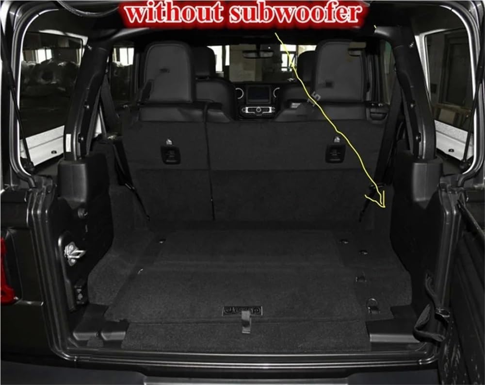 BASPHHH Kompatibel mit Jeep für Wrangler JL 4-Türer 2018 2019 2020 2021 2022 Spezielle Kofferraummatten Cargo Liner Kofferraumteppiche Fensterheberschalter(Black beige No subwoofer) von BASPHHH