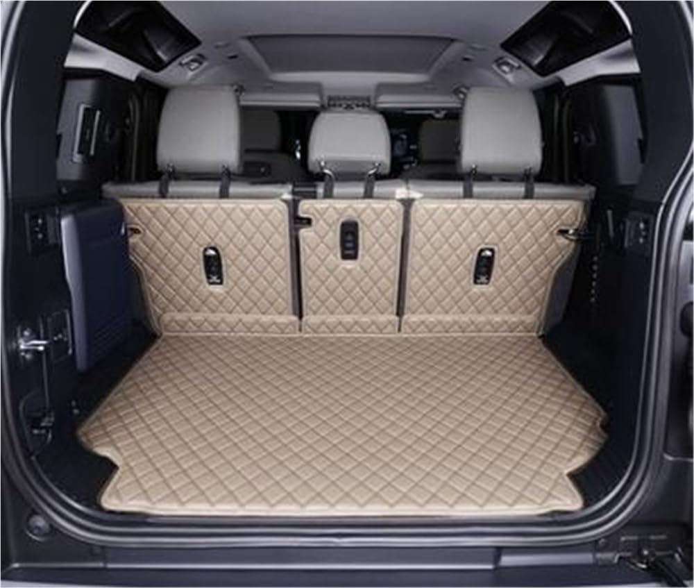 BASPHHH Kompatibel mit Land für Rover für Defender 110 2020 2021 2022 Spezielle Kofferraummatten wasserdichte Kofferraumteppiche Cargo Liner Mat Fensterheberschalter(Beige) von BASPHHH