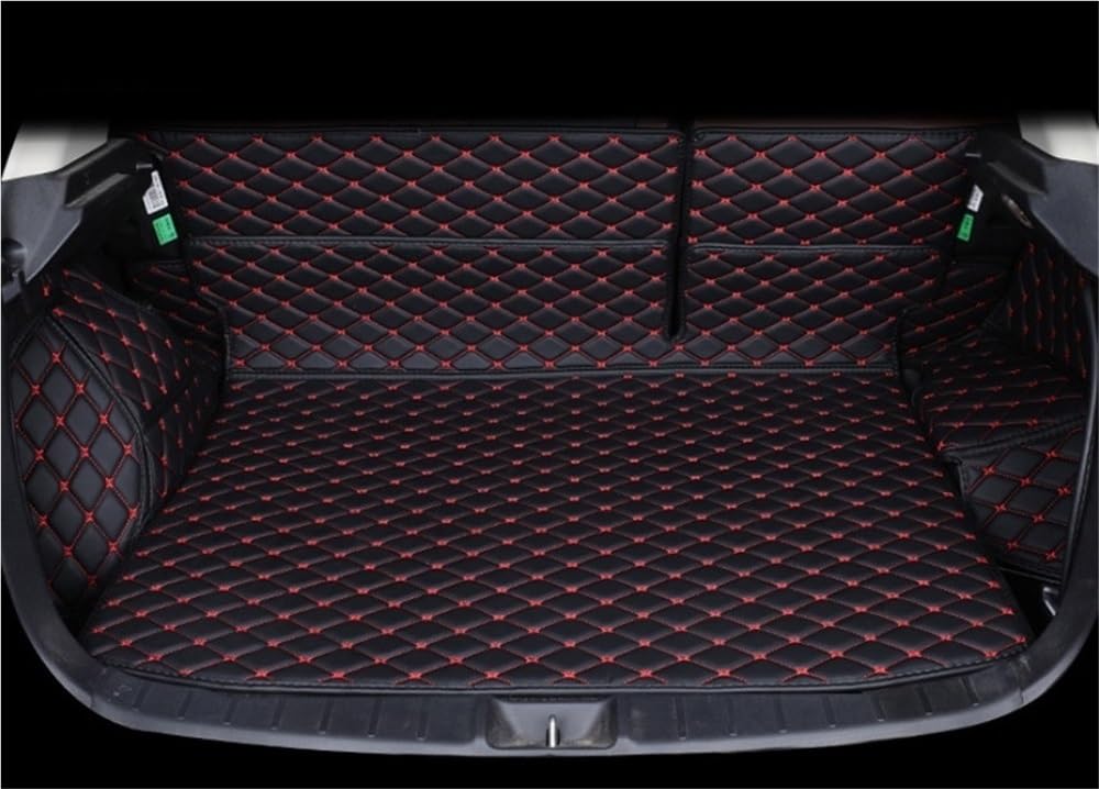 BASPHHH Kompatibel mit Mitsubishi für ASX 2011–2019 kompletter Satz Kofferraummatten Cargo-Liner Kofferraumteppiche Fensterheberschalter(Model 2 Black with red) von BASPHHH