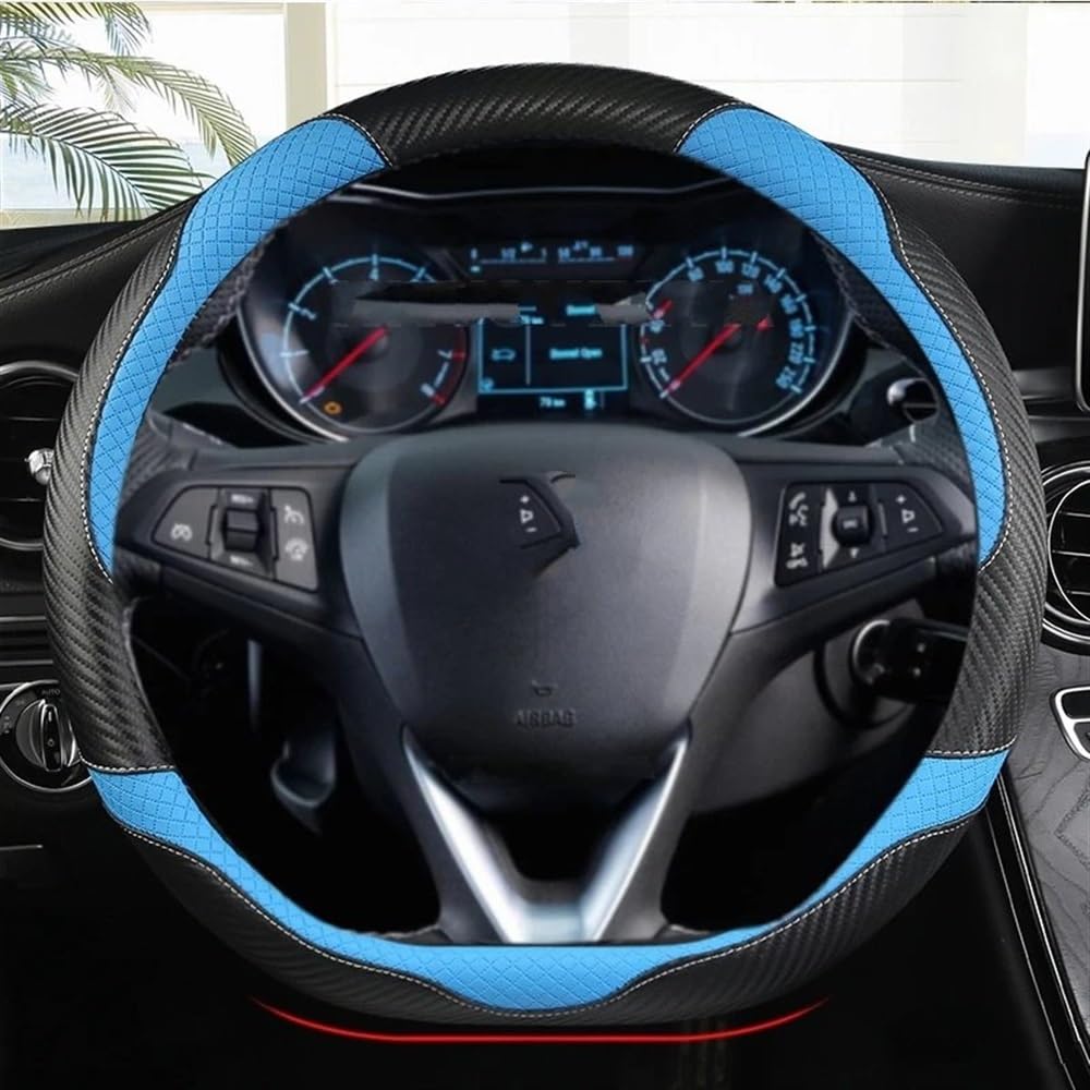 BASPHHH Kompatibel mit Opel für Grandland X für Insignia CT 2017 2018 2019 2020 2021 2022 Autolenkradabdeckung D-Form PU(Blue) von BASPHHH