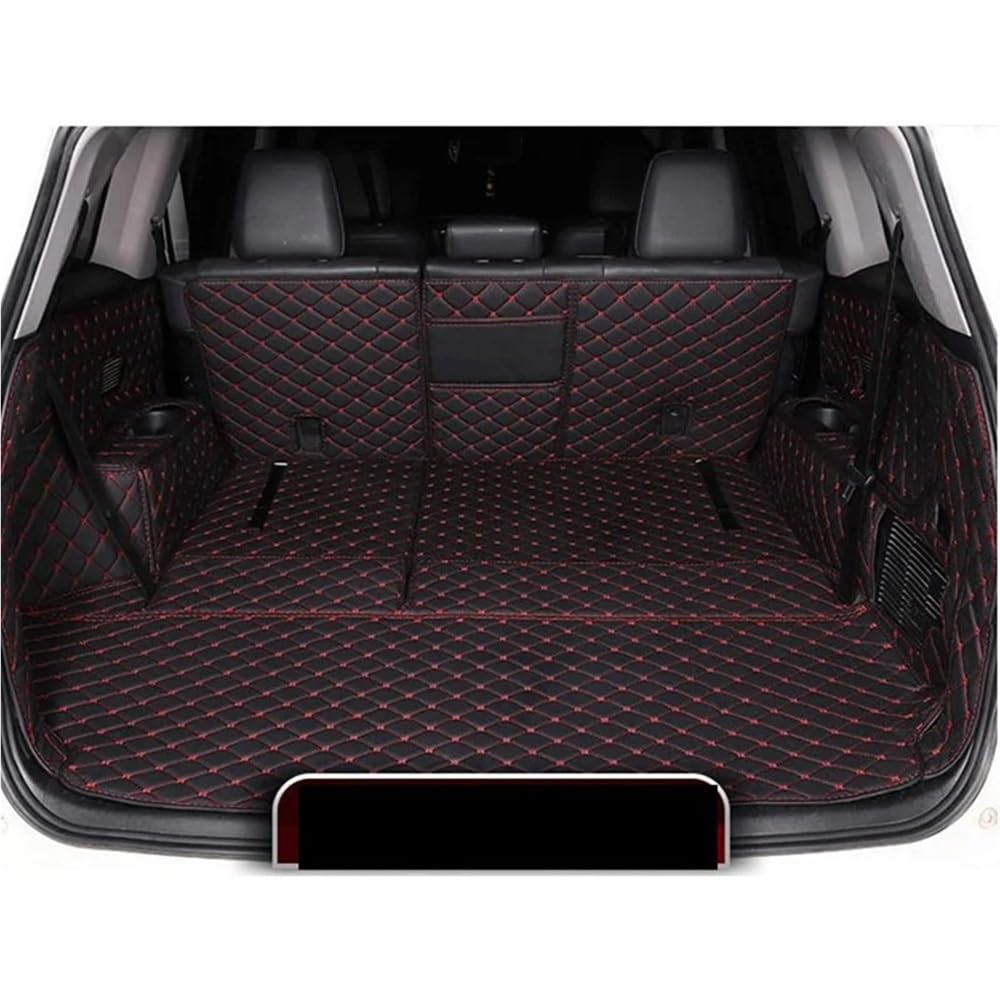 BASPHHH Kompatibel mit Toyota für Highlander für Hybrid 7 Sitze 2021 2022 Spezielle Kofferraummatten wasserdichte Kofferraumteppiche Cargo Liner Fensterheberschalter(Black Red with subwoofer) von BASPHHH