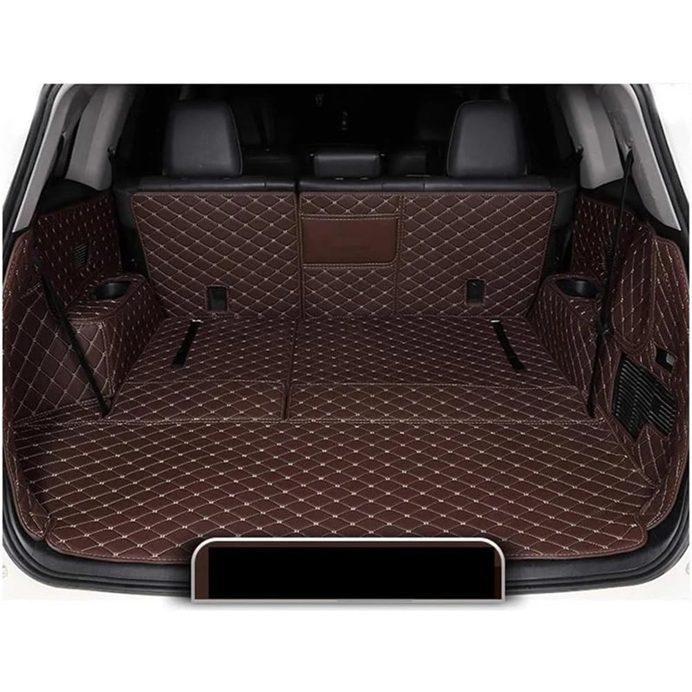 BASPHHH Kompatibel mit Toyota für Highlander für Hybrid 7 Sitze 2021 2022 Spezielle Kofferraummatten wasserdichte Kofferraumteppiche Cargo Liner Fensterheberschalter(Coffee no subwoofer) von BASPHHH