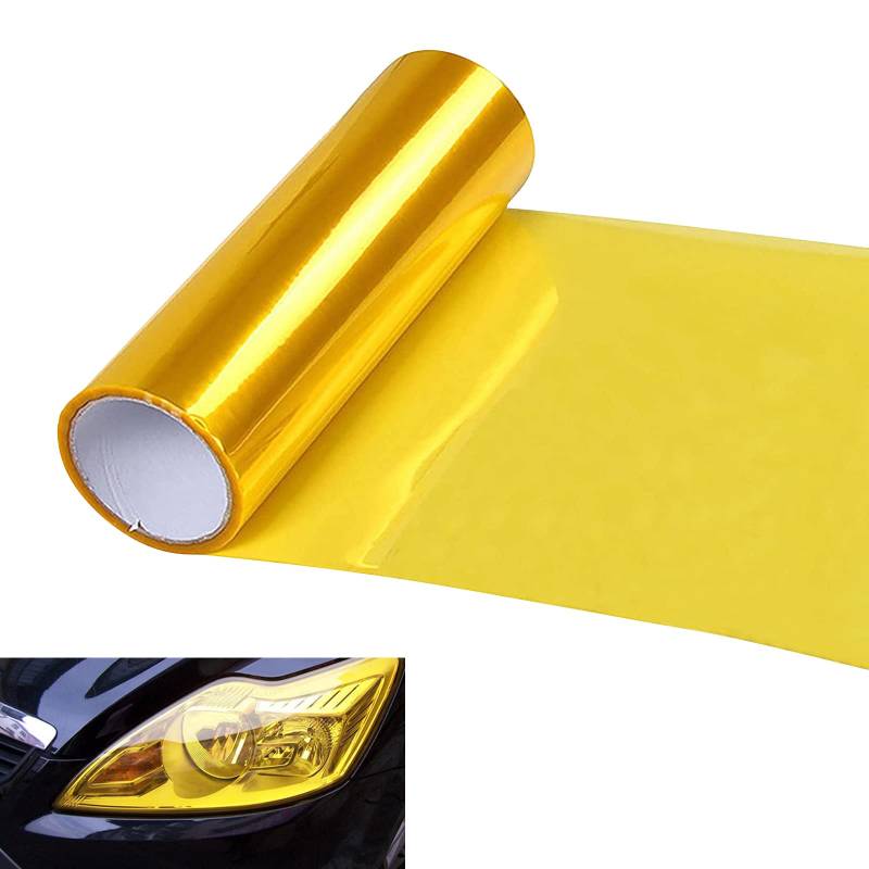 Scheinwerfer Folie Tönungsfolie Aufkleber, Scheinwerfer Tönungsfolie, Auto Scheinwerfer Folie, Scheinwerferfolie, Auto Licht Aufkleber Selbstklebende Scheinwerfer TailLights Tönung Vinyl Film, Gelb von BASTOUR