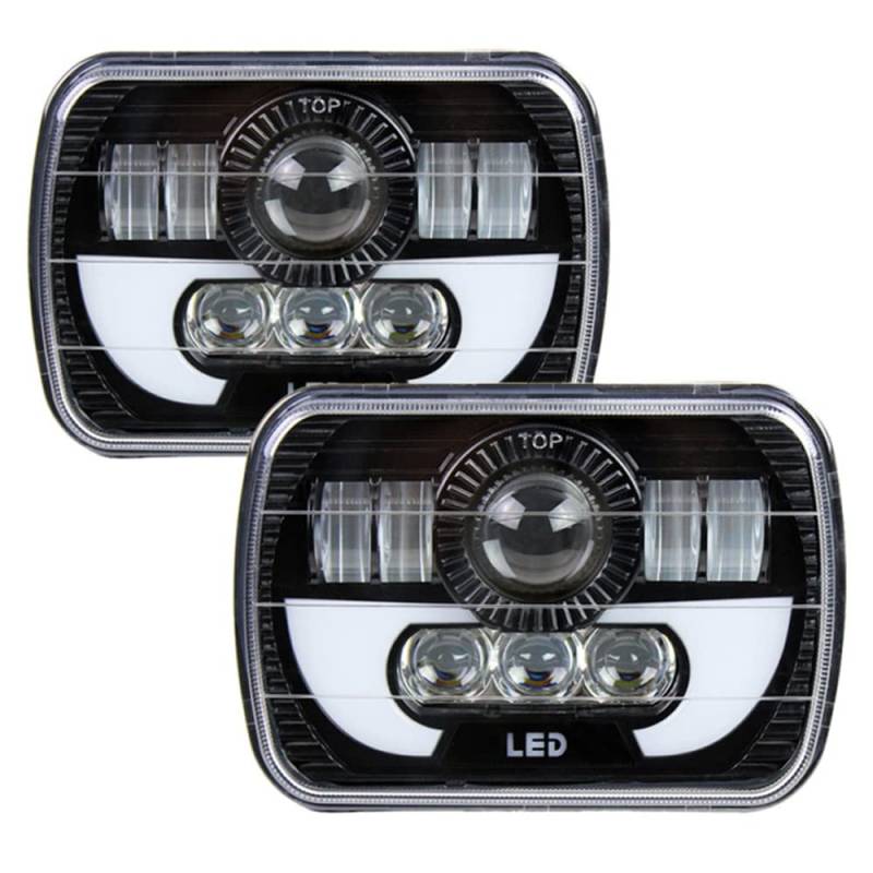 BATLAM 5X7 6X7 Zoll Scheinwerfer Fernlicht Abblendlicht Angel Eyes DRL Für Jeep Wrangler YJ Cherokee XJ H6054 H5054 2 Stück von BATLAM