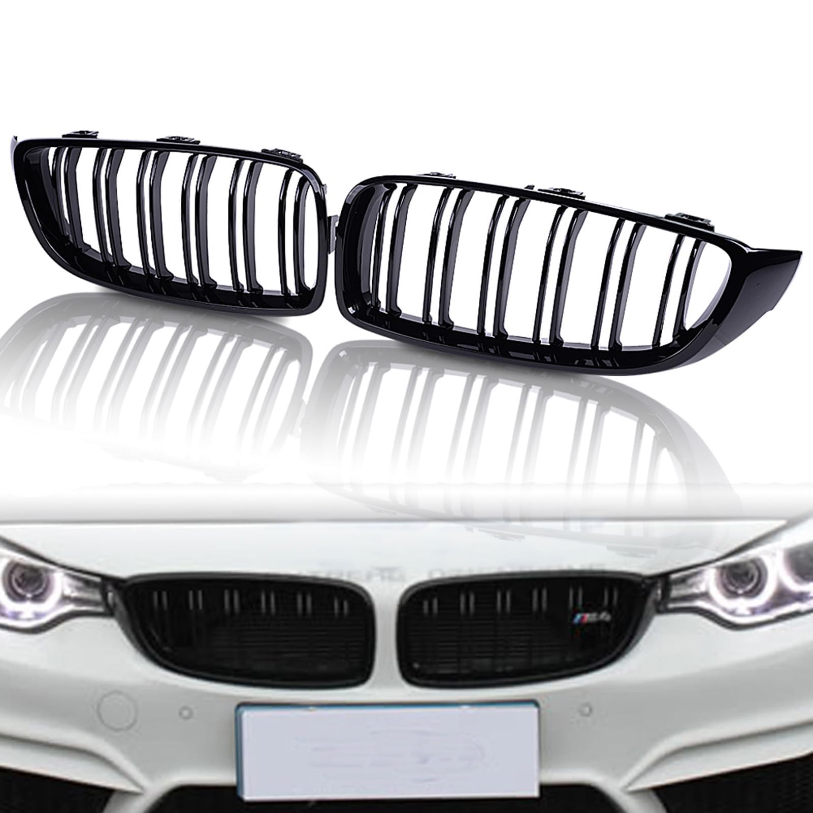 Kohlefaser Auto-Ansaughaube, für BMW 4 Series M3 M4 F32 F33 F36 F80 F82 428i 435i 2014-2018 Karosserie Styling Auto frontstoßstangen Grill,M Color-Double Line von BAVIEN