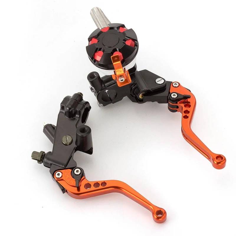 7/8" Motorrad-Hauptzylinder-Hydraulikbrems- Und Kabelkupplungshebel-Set Für Aprilia RS125 SX125 RS SX 125 22MM Motorrad Kupplungsbremshebel(Orange) von BAWHO