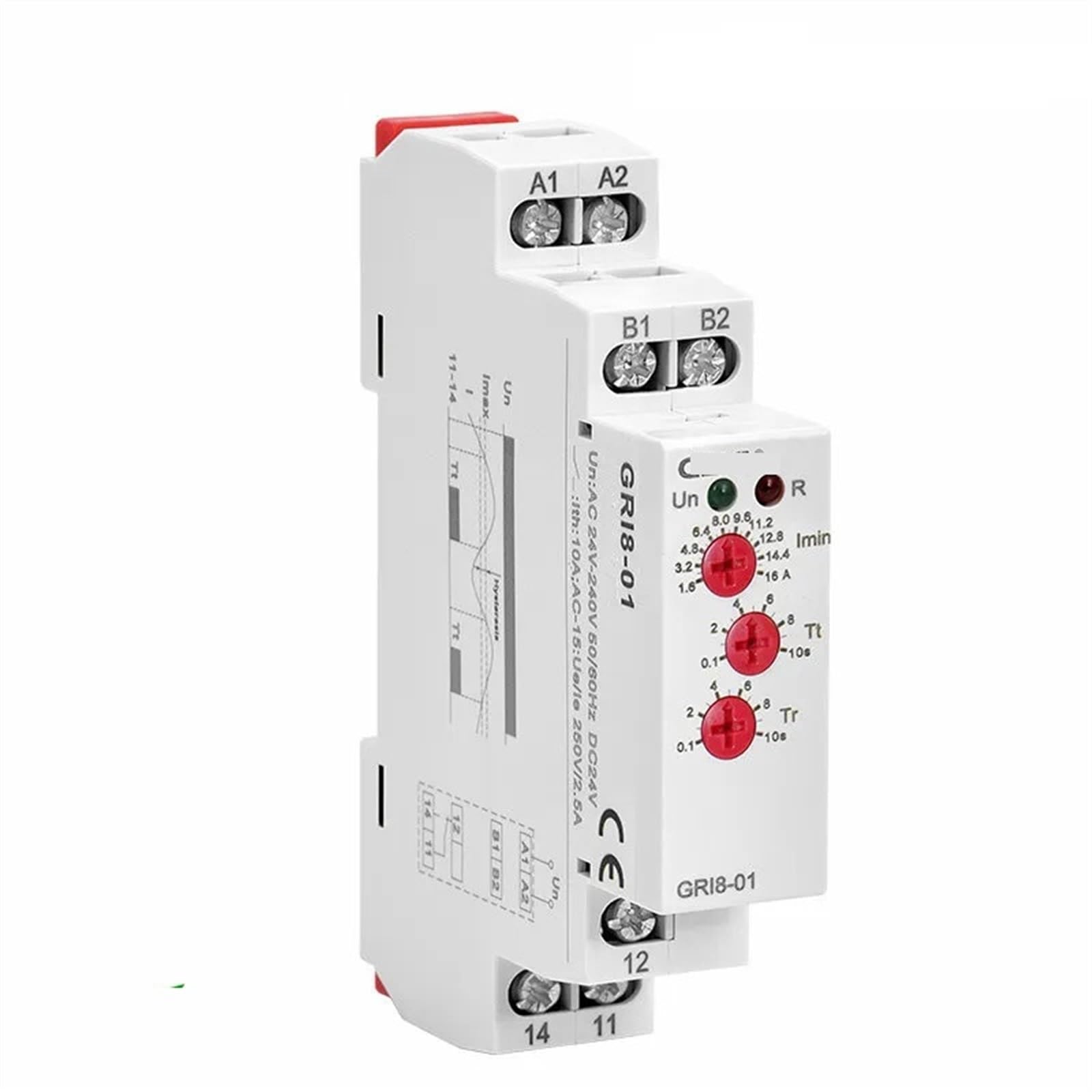 GRI8-01/02 Stromüberwachungsrelais 0,5 A 1 A 2 A 5 A 8 A 16 A ACDC24 V-240 V Überstrom Unterstromschutzrelais 1 Stück (Color : GRI8-01 OverCurrent, Size : 0.05-0.5A) von BAWHO