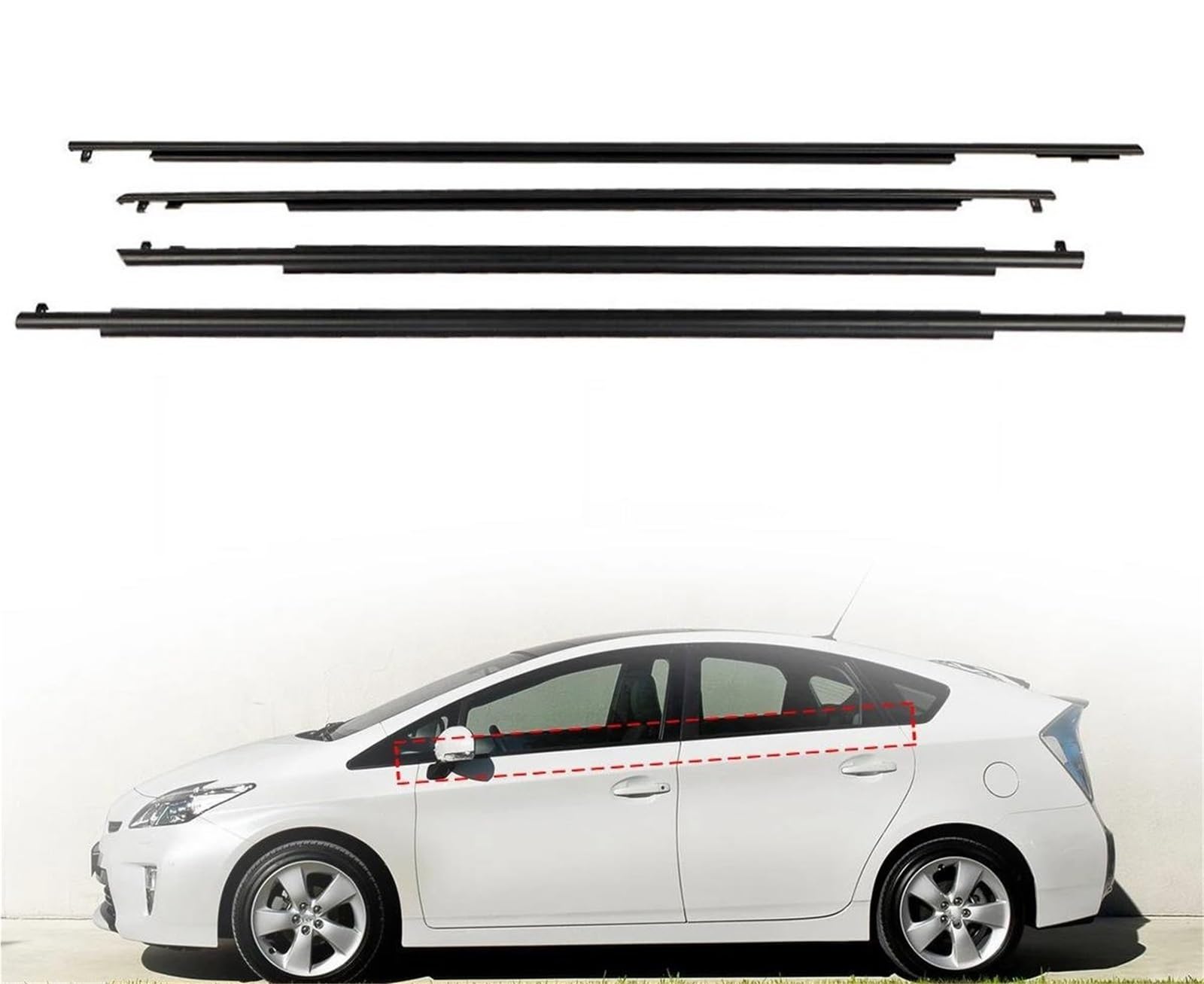 Zubehör für Türfenster 4PCS Auto Windows Gummi Dichtungs wasserdichte Druck Streifen Abdichtung Gürtel Trim Für Toyota Für Prius 2010-2015 von BAYDE