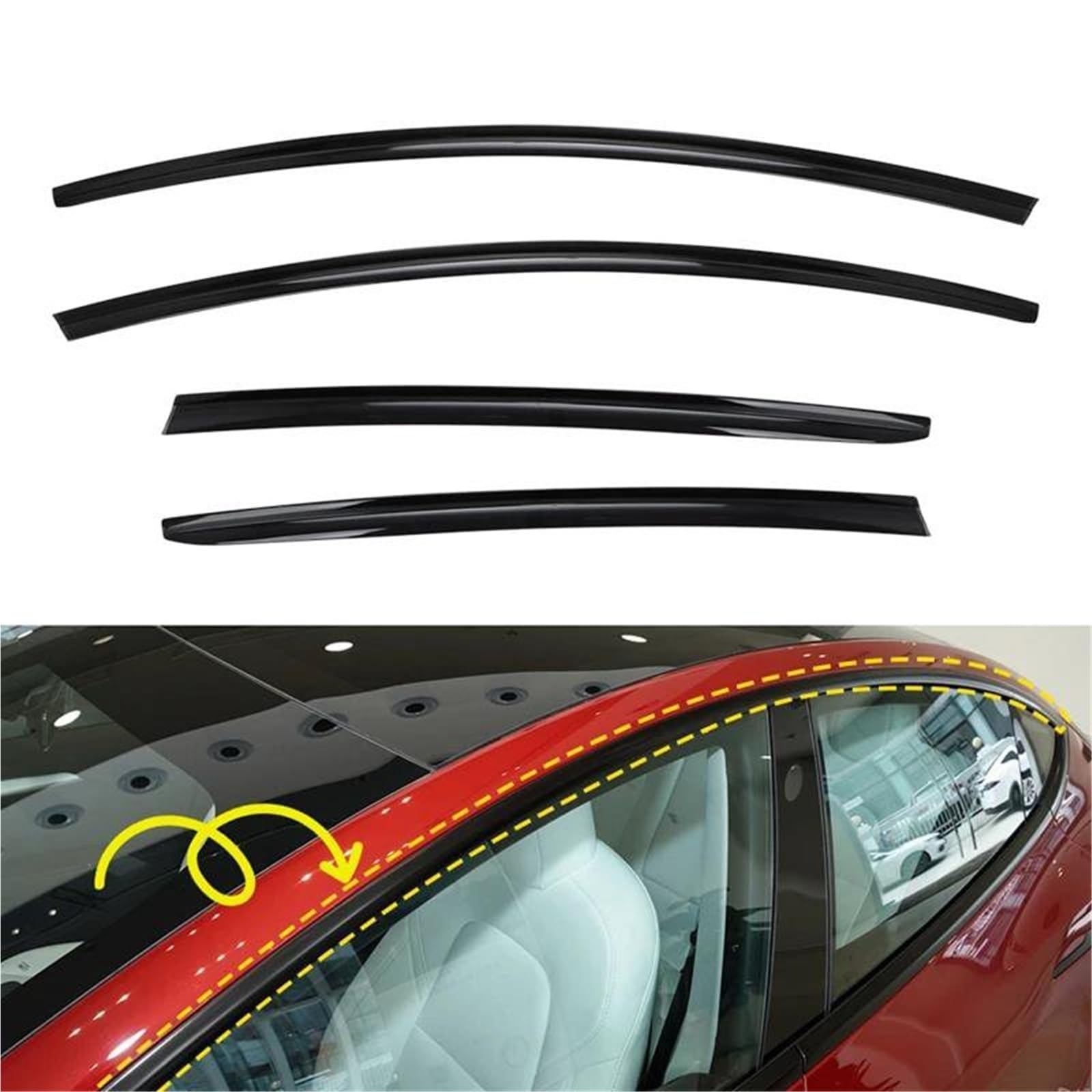 Zubehör für Türfenster Auto Fenster Glas Dichtungen Tür Moulding Trim Dichtungs Dichtung Gürtel Gläser Regen Schutz Für Tesla Für Modell 3 2020-2023 von BAYDE