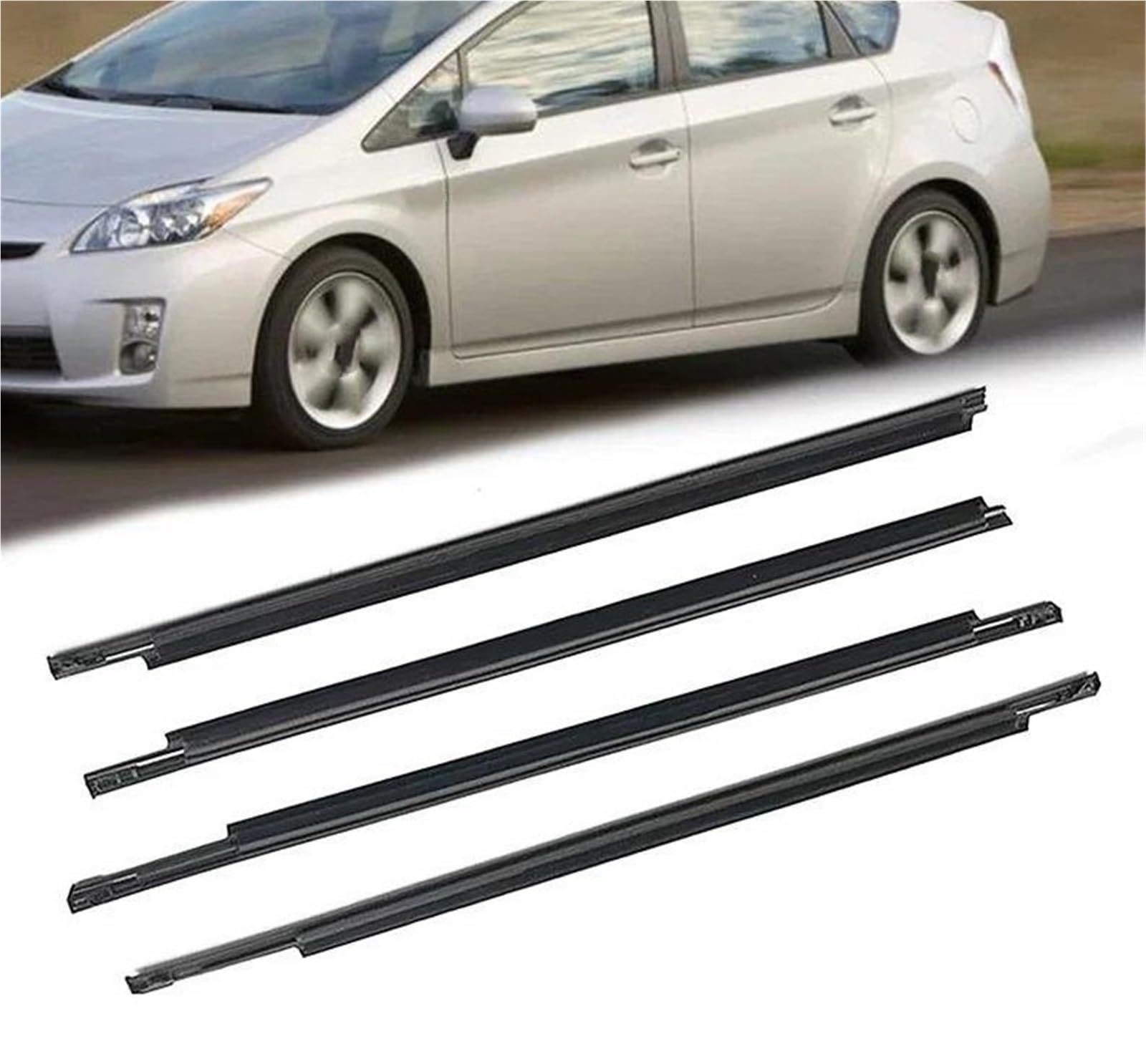 Zubehör für Türfenster Auto-Seitenfenster-Wetterstreifen, Wasserdichter Gummi-Dichtungsstreifen, Zierleiste Für Toyota Für Prius 2004–2009 von BAYDE