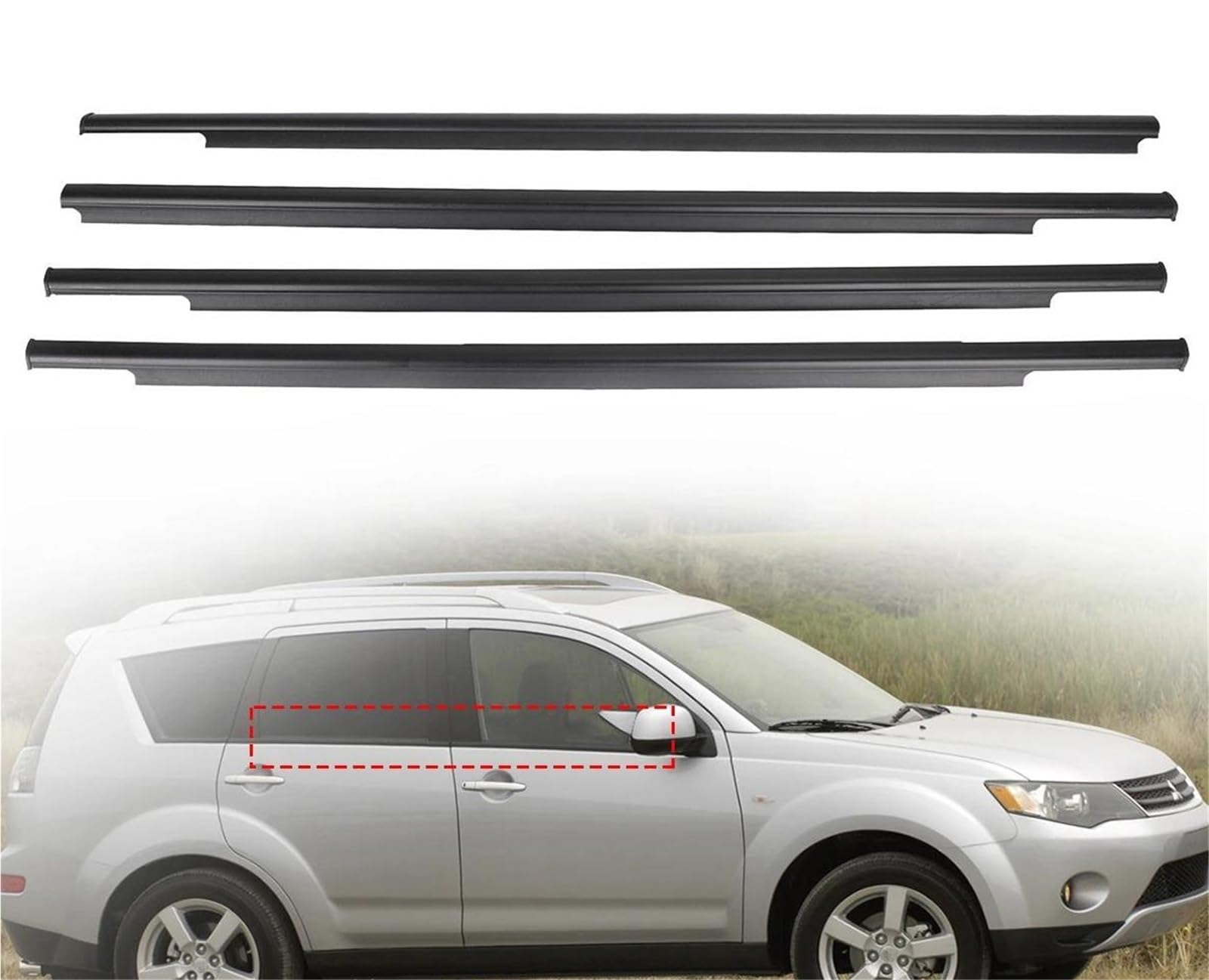 Zubehör für Türfenster Auto Windows Gummi Dichtungs wasserdichte Druck Streifen Dichtung Gürtel Trim Für Mitsubishi Für Outlander 2007-2012 von BAYDE